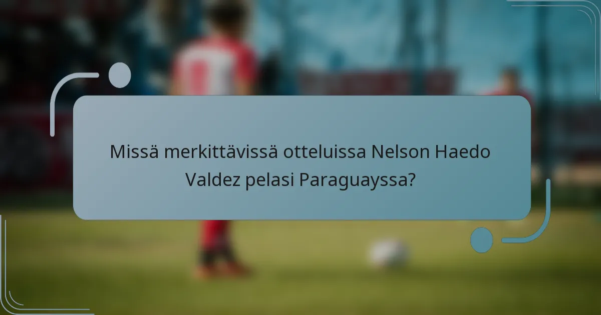 Missä merkittävissä otteluissa Nelson Haedo Valdez pelasi Paraguayssa?