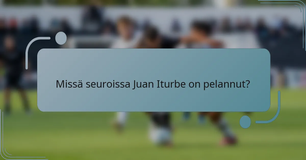 Missä seuroissa Juan Iturbe on pelannut?