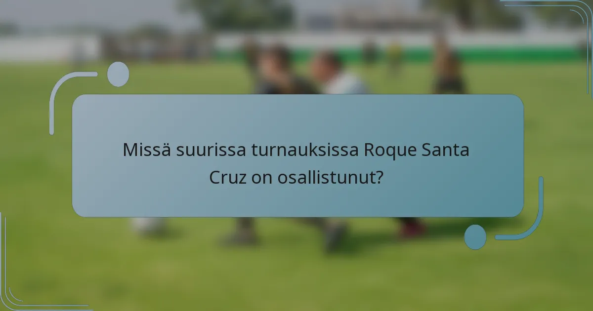 Missä suurissa turnauksissa Roque Santa Cruz on osallistunut?