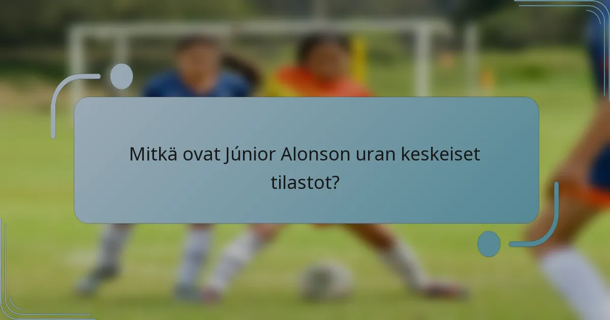 Mitkä ovat Júnior Alonson uran keskeiset tilastot?